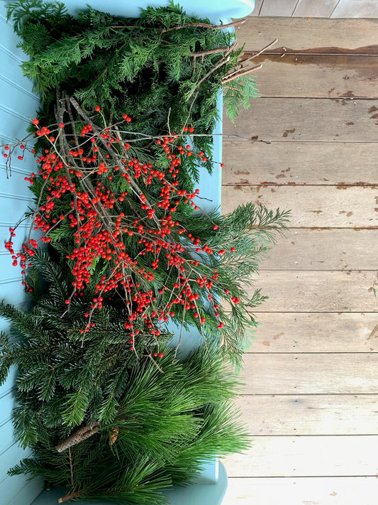 Window Box Evergreens and Berries - DIY kit - DELIVERY ONLY